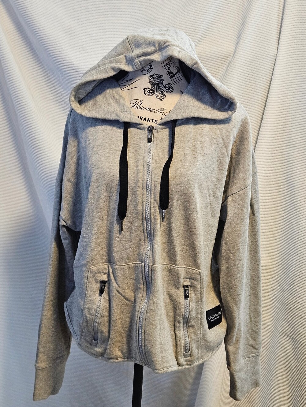 Calvin Klein Performance Gray Full Zip Hoodie Womens Size Large Cropped Style